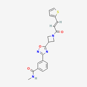 molecular formula C20H18N4O3S B2597718 (E)-N-methyl-3-(5-(1-(3-(thiophen-2-yl)acryloyl)azetidin-3-yl)-1,2,4-oxadiazol-3-yl)benzamide CAS No. 1396889-92-1
