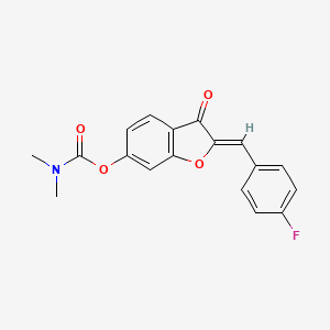 molecular formula C18H14FNO4 B2597724 (Z)-2-(4-fluorobenzylidene)-3-oxo-2,3-dihydrobenzofuran-6-yl dimethylcarbamate CAS No. 847858-94-0