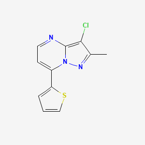 molecular formula C11H8ClN3S B2597726 3-氯-2-甲基-7-(2-噻吩基)吡唑并[1,5-a]嘧啶 CAS No. 865657-87-0