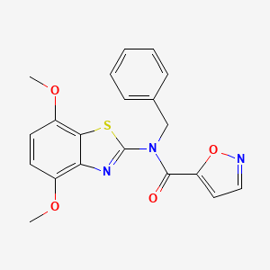 molecular formula C20H17N3O4S B2597730 N-苄基-N-(4,7-二甲氧基苯并[d]噻唑-2-基)异恶唑-5-甲酰胺 CAS No. 941994-30-5
