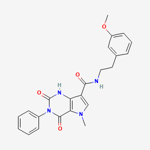 molecular formula C23H22N4O4 B2597731 N-(3-methoxyphenethyl)-5-methyl-2,4-dioxo-3-phenyl-2,3,4,5-tetrahydro-1H-pyrrolo[3,2-d]pyrimidine-7-carboxamide CAS No. 921829-98-3