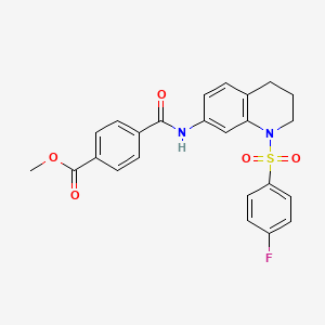 molecular formula C24H21FN2O5S B2597735 4-((1-((4-フルオロフェニル)スルホニル)-1,2,3,4-テトラヒドロキノリン-7-イル)カルバモイル)安息香酸メチル CAS No. 1210671-49-0