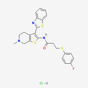 N-(3-(benzo[d]thiazol-2-yl)-6-methyl-4,5,6,7-tetrahydrothieno[2,3-c]pyridin-2-yl)-3-((4-fluorophenyl)thio)propanamide hydrochloride