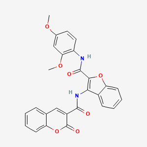 molecular formula C27H20N2O7 B2597750 N-(2-((2,4-dimethoxyphenyl)carbamoyl)benzofuran-3-yl)-2-oxo-2H-chromene-3-carboxamide CAS No. 862979-10-0
