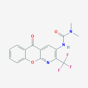 molecular formula C16H12F3N3O3 B2597766 N,N-二甲基-N'-[5-氧代-2-(三氟甲基)-5H-色烯并[2,3-b]吡啶-3-基]脲 CAS No. 303995-23-5