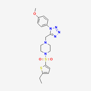 molecular formula C19H24N6O3S2 B2597776 1-((5-ethylthiophen-2-yl)sulfonyl)-4-((1-(4-methoxyphenyl)-1H-tetrazol-5-yl)methyl)piperazine CAS No. 1049389-27-6