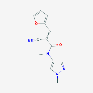 molecular formula C13H12N4O2 B2597788 2-氰基-3-(呋喃-2-基)-N-甲基-N-(1-甲基-1H-吡唑-4-基)丙-2-烯酰胺 CAS No. 1798410-24-8