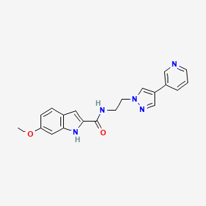 molecular formula C20H19N5O2 B2597795 6-甲氧基-N-{2-[4-(吡啶-3-基)-1H-吡唑-1-基]乙基}-1H-吲哚-2-甲酰胺 CAS No. 2097923-48-1