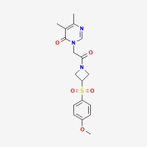 molecular formula C18H21N3O5S B2597814 3-(2-(3-((4-methoxyphenyl)sulfonyl)azetidin-1-yl)-2-oxoethyl)-5,6-dimethylpyrimidin-4(3H)-one CAS No. 1797144-14-9