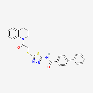 molecular formula C26H22N4O2S2 B2597819 N-(5-((2-(3,4-二氢喹啉-1(2H)-基)-2-氧代乙基)硫代)-1,3,4-噻二唑-2-基)-[1,1'-联苯]-4-甲酰胺 CAS No. 392300-48-0