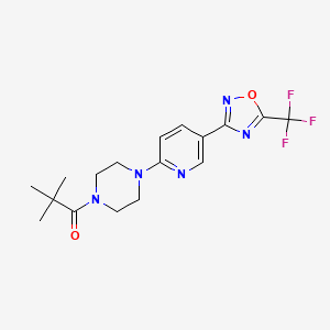 2,2-Dimethyl-1-(4-(5-(5-(trifluoromethyl)-1,2,4-oxadiazol-3-yl)pyridin-2-yl)piperazin-1-yl)propan-1-one