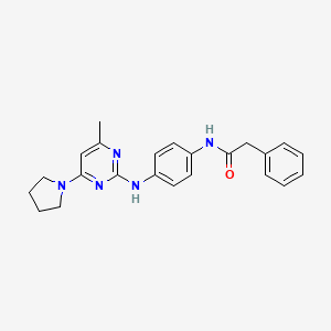 molecular formula C23H25N5O B2597845 N-{4-[(4-甲基-6-吡咯烷-1-基嘧啶-2-基)氨基]苯基}-2-苯基乙酰胺 CAS No. 923180-02-3