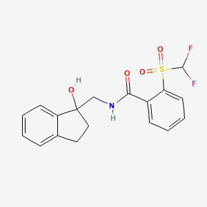 molecular formula C18H17F2NO4S B2597846 2-((二氟甲基)磺酰基)-N-((1-羟基-2,3-二氢-1H-茚-1-基)甲基)苯甲酰胺 CAS No. 1790198-46-7