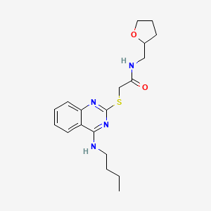 molecular formula C19H26N4O2S B2597858 2-[4-(丁氨基)喹唑啉-2-基]硫代基-N-(氧杂环己烷-2-基甲基)乙酰胺 CAS No. 422532-77-2