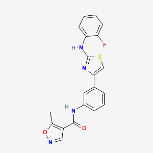 molecular formula C20H15FN4O2S B2597868 N-(3-(2-((2-fluorophenyl)amino)thiazol-4-yl)phenyl)-5-methylisoxazole-4-carboxamide CAS No. 1797334-60-1