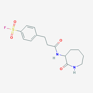 molecular formula C15H19FN2O4S B2597883 4-[3-Oxo-3-[(2-oxoazepan-3-yl)amino]propyl]benzenesulfonyl fluoride CAS No. 2223695-16-5