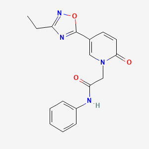 molecular formula C17H16N4O3 B2597889 2-(5-(3-乙基-1,2,4-恶二唑-5-基)-2-氧代吡啶-1(2H)-基)-N-苯基乙酰胺 CAS No. 1251600-49-3