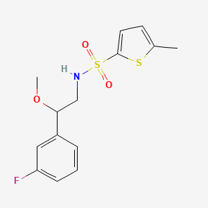 molecular formula C14H16FNO3S2 B2597893 N-[2-(3-Fluorphenyl)-2-methoxyethyl]-5-methylthiophen-2-sulfonamid CAS No. 1797159-81-9