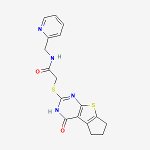 2-((4-oxo-4,5,6,7-tetrahydro-3H-cyclopenta[4,5]thieno[2,3-d]pyrimidin-2-yl)thio)-N-(pyridin-2-ylmethyl)acetamide