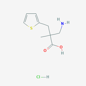 molecular formula C9H14ClNO2S B2597898 3-Amino-2-methyl-2-[(thiophen-2-yl)methyl]propanoic acid hydrochloride CAS No. 1427724-02-4