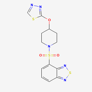 molecular formula C13H13N5O3S3 B2597899 4-((4-((1,3,4-Thiadiazol-2-yl)oxy)piperidin-1-yl)sulfonyl)benzo[c][1,2,5]thiadiazol CAS No. 2176338-57-9