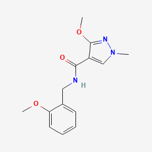 molecular formula C14H17N3O3 B2597902 3-methoxy-N-(2-methoxybenzyl)-1-methyl-1H-pyrazole-4-carboxamide CAS No. 1014068-58-6