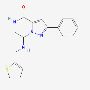 molecular formula C17H16N4OS B2597932 2-苯基-7-[(2-噻吩基甲基)氨基]-6,7-二氢吡唑并[1,5-a]哒嗪-4(5H)-酮 CAS No. 1775367-61-7