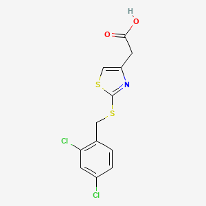 molecular formula C12H9Cl2NO2S2 B2597945 2-(2-((2,4-二氯苄基)硫代)噻唑-4-基)乙酸 CAS No. 1054366-72-1