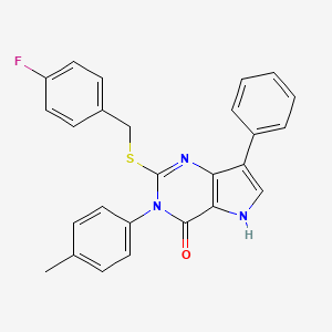 molecular formula C26H20FN3OS B2597948 2-((4-fluorobenzyl)thio)-7-phenyl-3-(p-tolyl)-3H-pyrrolo[3,2-d]pyrimidin-4(5H)-one CAS No. 2034489-40-0