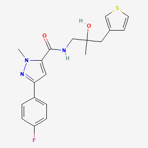 molecular formula C19H20FN3O2S B2597955 3-(4-fluorophenyl)-N-[2-hydroxy-2-methyl-3-(thiophen-3-yl)propyl]-1-methyl-1H-pyrazole-5-carboxamide CAS No. 2097860-17-6