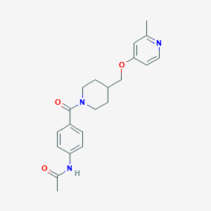 molecular formula C21H25N3O3 B2597960 N-[4-[4-[(2-Methylpyridin-4-yl)oxymethyl]piperidine-1-carbonyl]phenyl]acetamide CAS No. 2379995-15-8