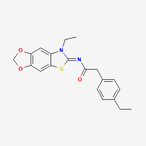 molecular formula C20H20N2O3S B2597968 (Z)-N-(7-ethyl-[1,3]dioxolo[4',5':4,5]benzo[1,2-d]thiazol-6(7H)-ylidene)-2-(4-ethylphenyl)acetamide CAS No. 1007239-76-0