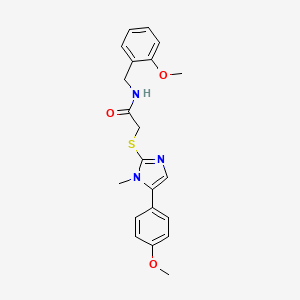 molecular formula C21H23N3O3S B2597972 N-(2-methoxybenzyl)-2-((5-(4-methoxyphenyl)-1-methyl-1H-imidazol-2-yl)thio)acetamide CAS No. 921817-05-2