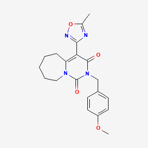 molecular formula C20H22N4O4 B2597980 2-(4-methoxybenzyl)-4-(5-methyl-1,2,4-oxadiazol-3-yl)-6,7,8,9-tetrahydropyrimido[1,6-a]azepine-1,3(2H,5H)-dione CAS No. 1775439-13-8