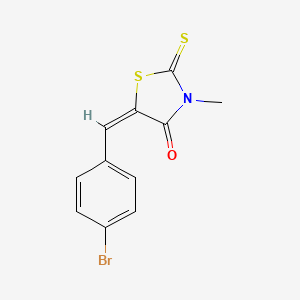 molecular formula C11H8BrNOS2 B2597986 (5E)-5-[(4-bromophenyl)methylidene]-3-methyl-2-sulfanylidene-1,3-thiazolidin-4-one CAS No. 28996-50-1