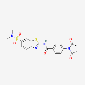 molecular formula C20H18N4O5S2 B2597987 N-[6-(dimethylsulfamoyl)-1,3-benzothiazol-2-yl]-4-(2,5-dioxopyrrolidin-1-yl)benzamide CAS No. 923194-91-6