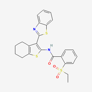 molecular formula C24H22N2O3S3 B2597989 N-(3-(benzo[d]thiazol-2-yl)-4,5,6,7-tetrahydrobenzo[b]thiophen-2-yl)-2-(ethylsulfonyl)benzamide CAS No. 941959-49-5