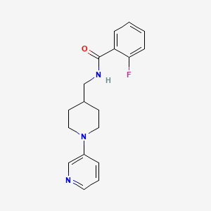 molecular formula C18H20FN3O B2597991 2-氟-N-((1-(吡啶-3-基)哌啶-4-基)甲基)苯甲酰胺 CAS No. 2034283-10-6