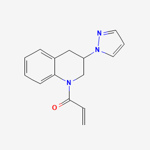molecular formula C15H15N3O B2597994 1-(3-Pyrazol-1-yl-3,4-dihydro-2H-quinolin-1-yl)prop-2-en-1-one CAS No. 2188733-87-9