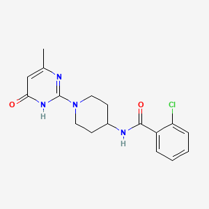 molecular formula C17H19ClN4O2 B2597996 2-chloro-N-(1-(4-methyl-6-oxo-1,6-dihydropyrimidin-2-yl)piperidin-4-yl)benzamide CAS No. 1904026-02-3