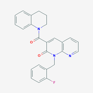 molecular formula C25H20FN3O2 B2597997 3-(3,4-dihydroquinolin-1(2H)-ylcarbonyl)-1-(2-fluorobenzyl)-1,8-naphthyridin-2(1H)-one CAS No. 1005306-58-0
