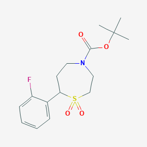 molecular formula C16H22FNO4S B2598002 Tert-butyl 7-(2-fluorophenyl)-1,4-thiazepane-4-carboxylate 1,1-dioxide CAS No. 2034529-64-9