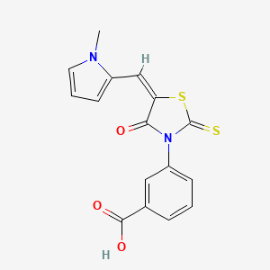 molecular formula C16H12N2O3S2 B2598010 (E)-3-(5-((1-甲基-1H-吡咯-2-亚甲基)-4-氧代-2-硫代噻唑烷-3-基)苯甲酸 CAS No. 847044-88-6