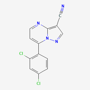 molecular formula C13H6Cl2N4 B2598011 7-(2,4-二氯苯基)吡唑并[1,5-a]嘧啶-3-腈 CAS No. 338394-70-0