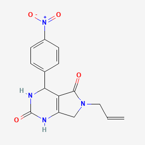 molecular formula C15H14N4O4 B2598014 6-烯丙基-4-(4-硝基苯基)-3,4,6,7-四氢-1H-吡咯并[3,4-d]嘧啶-2,5-二酮 CAS No. 899942-91-7