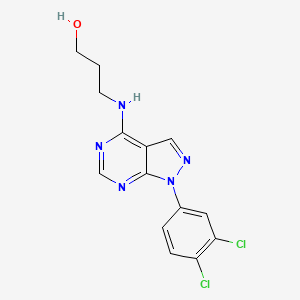 3-{[1-(3,4-Dichlorophenyl)pyrazolo[4,5-e]pyrimidin-4-yl]amino}propan-1-ol