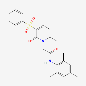 molecular formula C24H26N2O4S B2598046 2-[4,6-dimethyl-2-oxo-3-(phenylsulfonyl)pyridin-1(2H)-yl]-N-(2,4,6-trimethylphenyl)acetamide CAS No. 946253-42-5