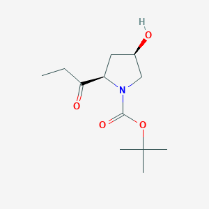 molecular formula C12H21NO4 B2598058 (2R,4R)-tert-Butyl 4-hydroxy-2-propionylpyrrolidine-1-carboxylate CAS No. 1932492-10-8