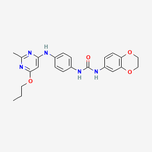 molecular formula C23H25N5O4 B2598061 1-(2,3-二氢苯并[b][1,4]二氧杂环-6-基)-3-(4-((2-甲基-6-丙氧嘧啶-4-基)氨基)苯基)脲 CAS No. 946356-16-7