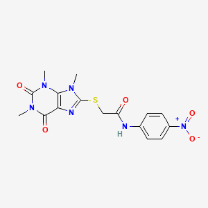 N-(4-nitrophenyl)-2-((1,3,9-trimethyl-2,6-dioxo-2,3,6,9-tetrahydro-1H-purin-8-yl)thio)acetamide